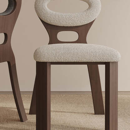 Nordic Oval Hollowed Lambswool Wood Dining Chair