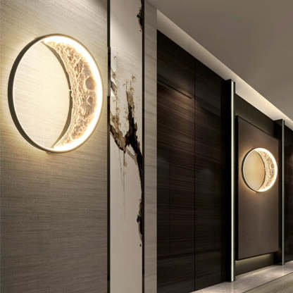 Round Resin Moon Crescent LED Hardwired Outdoor Wall Light-Lighom