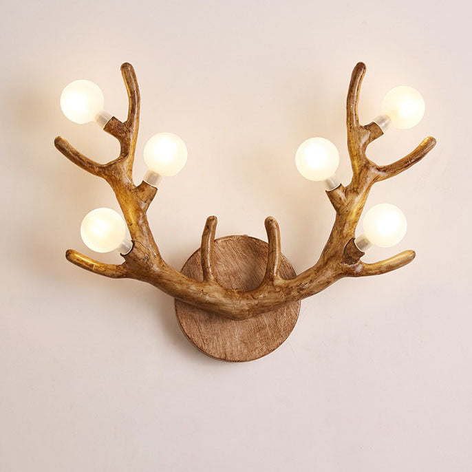 Nordic Resin Antler Branch Glass Ball Sconce — White / 220V-240V For UK/AU