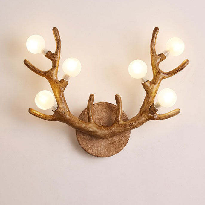 Nordic Resin Antler Branch Glass Ball Sconce — White / 220V-240V For UK/AU