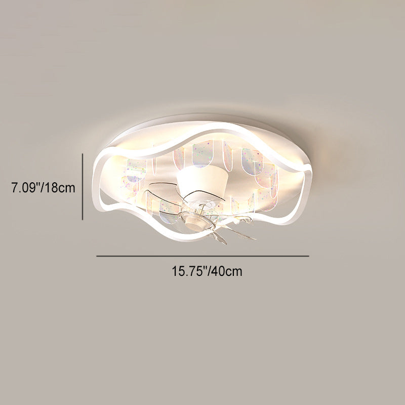 Contemporary Iron Flush Mount Ceiling Fan Light