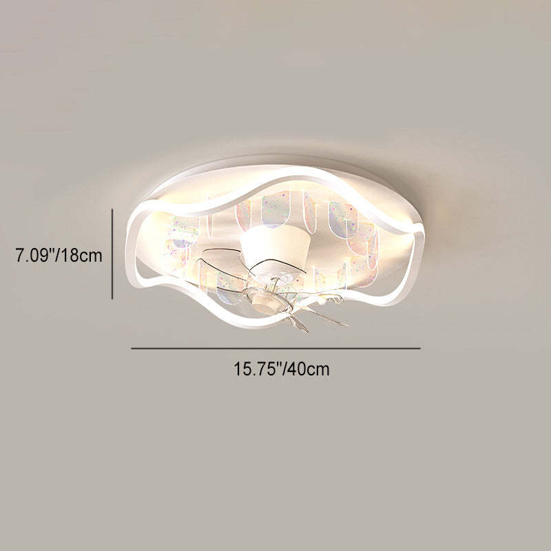 Contemporary Iron Flush Mount Ceiling Fan Light