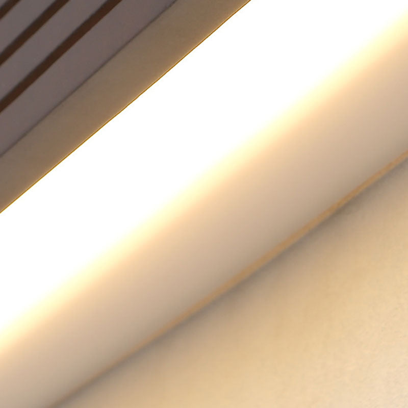 Chinese Striped Wood Cuboid LED Vanity Sconce — Warm Light (3000K) / 110V-120V For US/CA