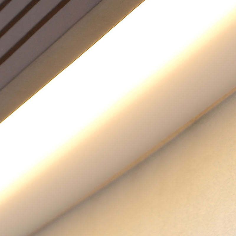 Chinese Striped Wood Cuboid LED Vanity Sconce — Warm Light (3000K) / 110V-120V For US/CA