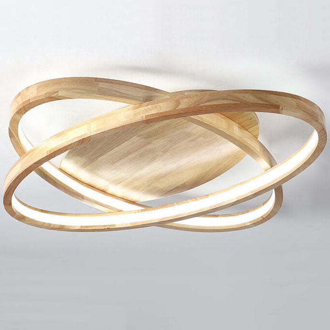 Nordic Wooden Oval LED Flush Mount Light