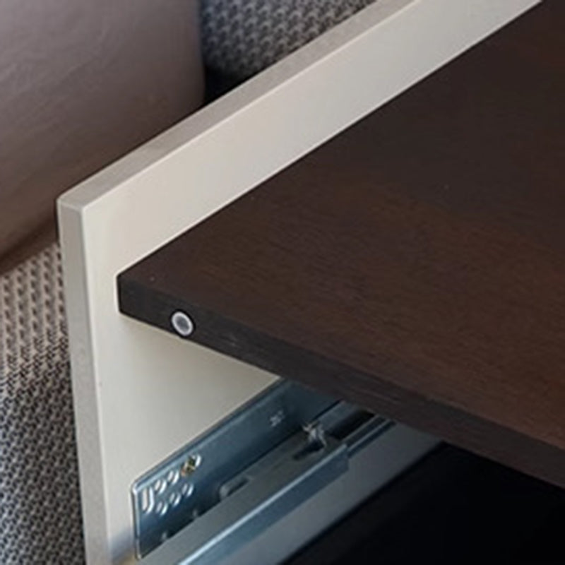 Contemporary Engineered Wood Wood Grain 2-Drawer Side Table
