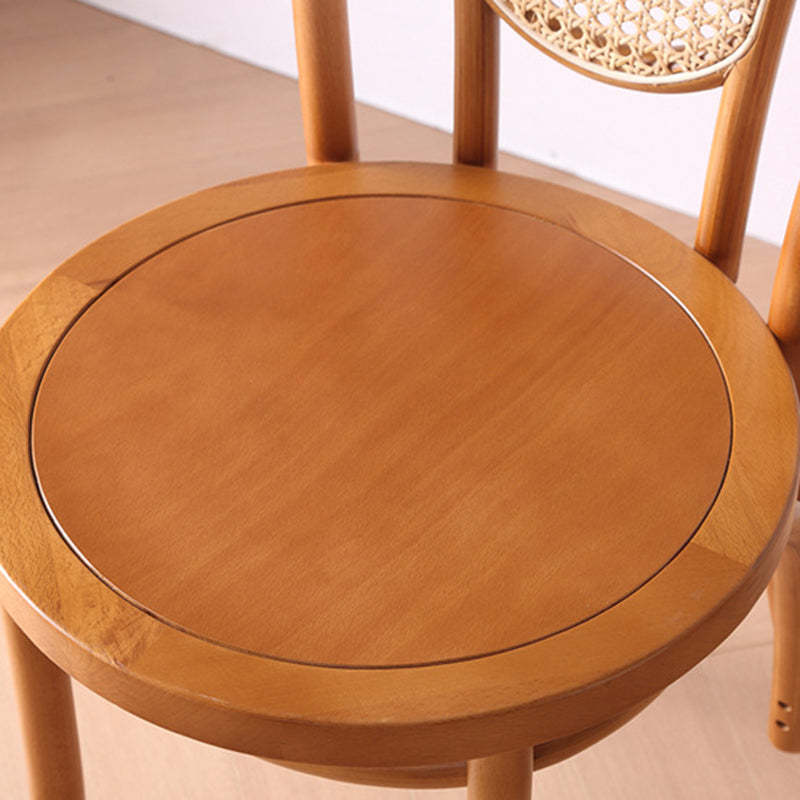 Vintage Rattan Woven Wooden Dining Chair — Walnut / Wood