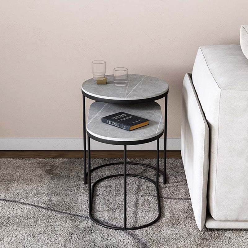 Luxury Oval Sintered Stone Nesting End Table