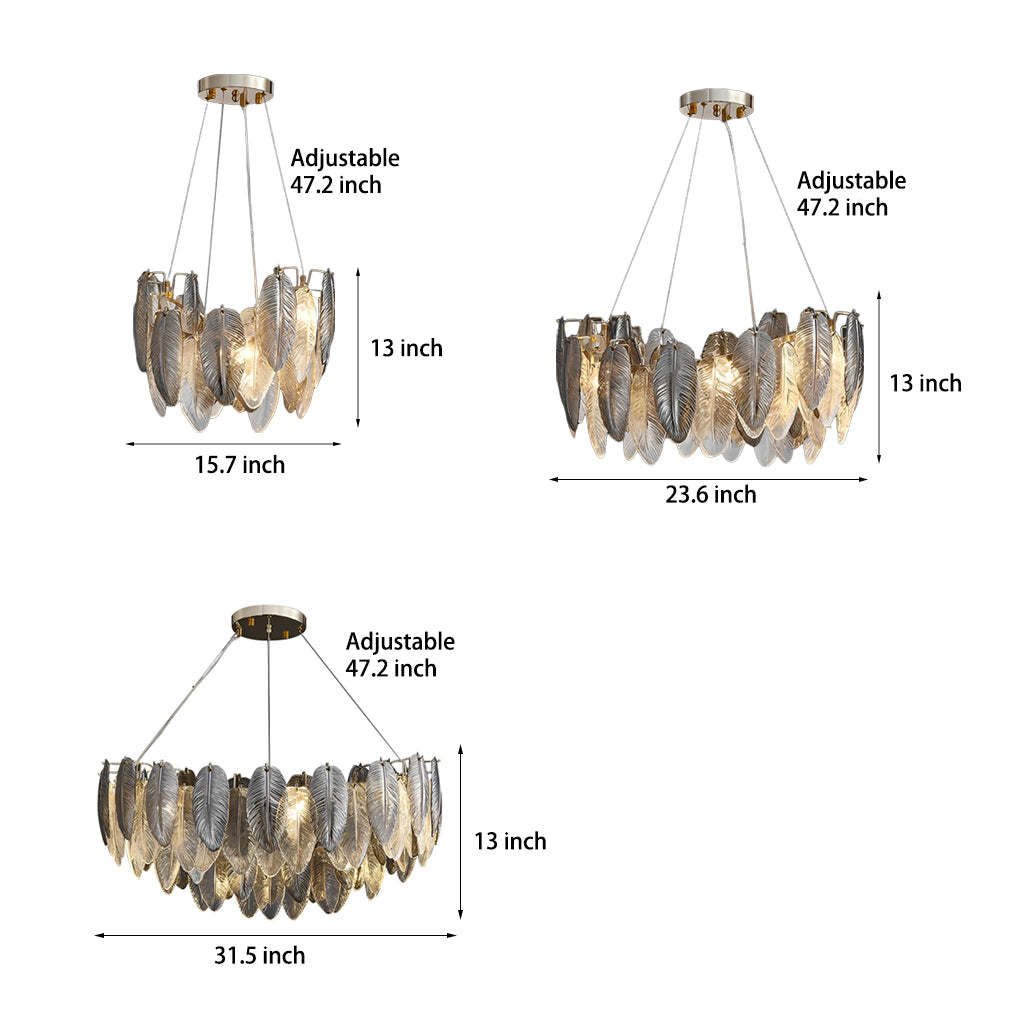 Romantic Creative Feathers Glass Three Step Dimming Modern Chandelier-Lighom