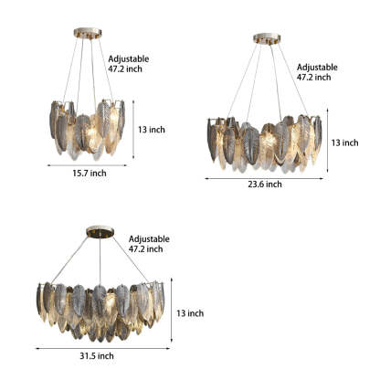 Romantic Creative Feathers Glass Three Step Dimming Modern Chandelier-Lighom