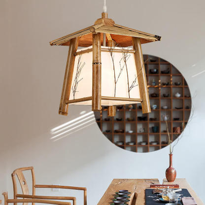 Japanese Rustic Bamboo Woven Pendant Light