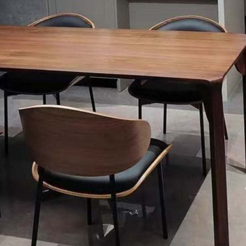 Nordic Walnut Microfiber Leather Dining Chair