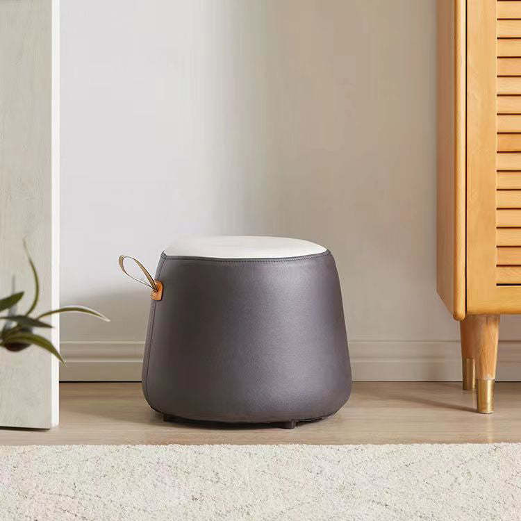 Contemporary Cylinder Fabric Pouf Stool — Tall - Orange
