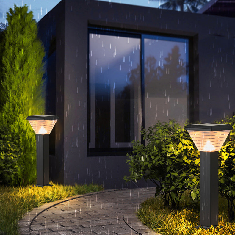 Minimalist square cylinder black landscape lighting — Large