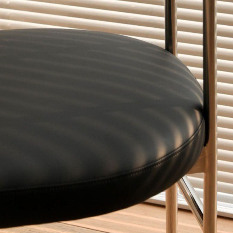 Nordic Half-Round Leather Metal Wood Dining Chair