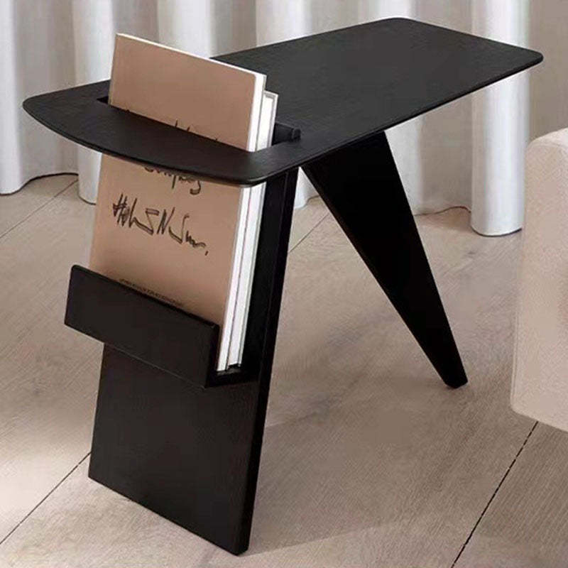 Minimalist Triangle Wood 1-Shelf Side Table