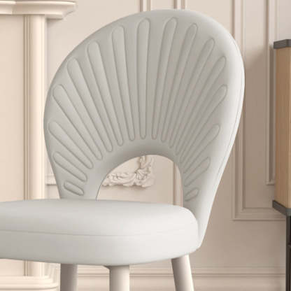 Minimalist Half-Round PU Leather Iron Dining Chair