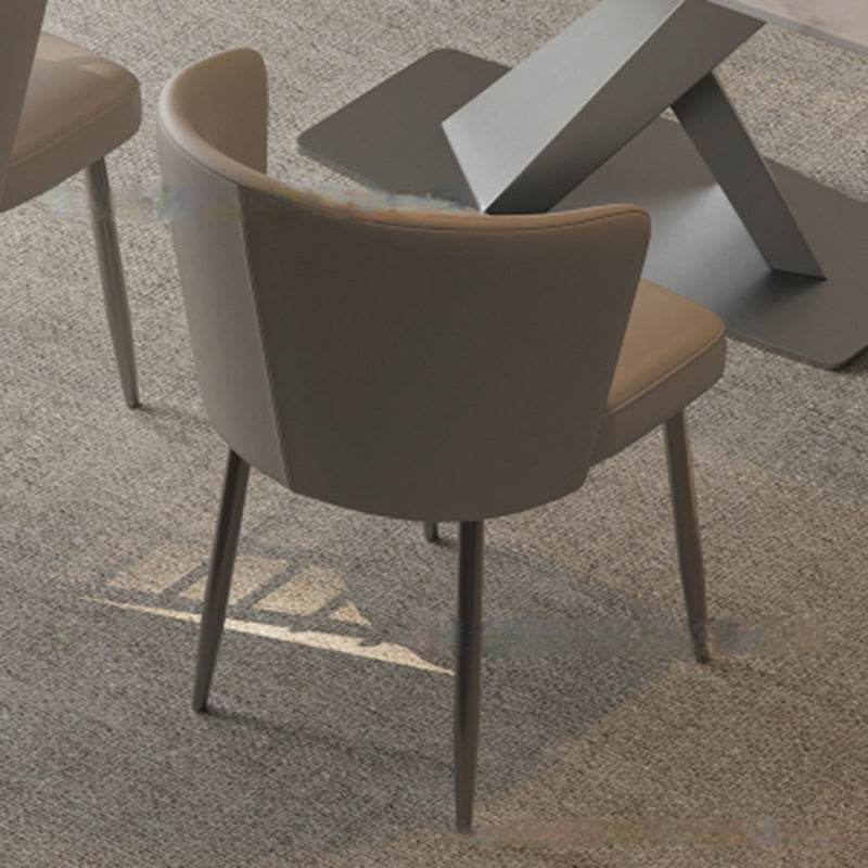 Upholstered Leather Steel Dining Chair