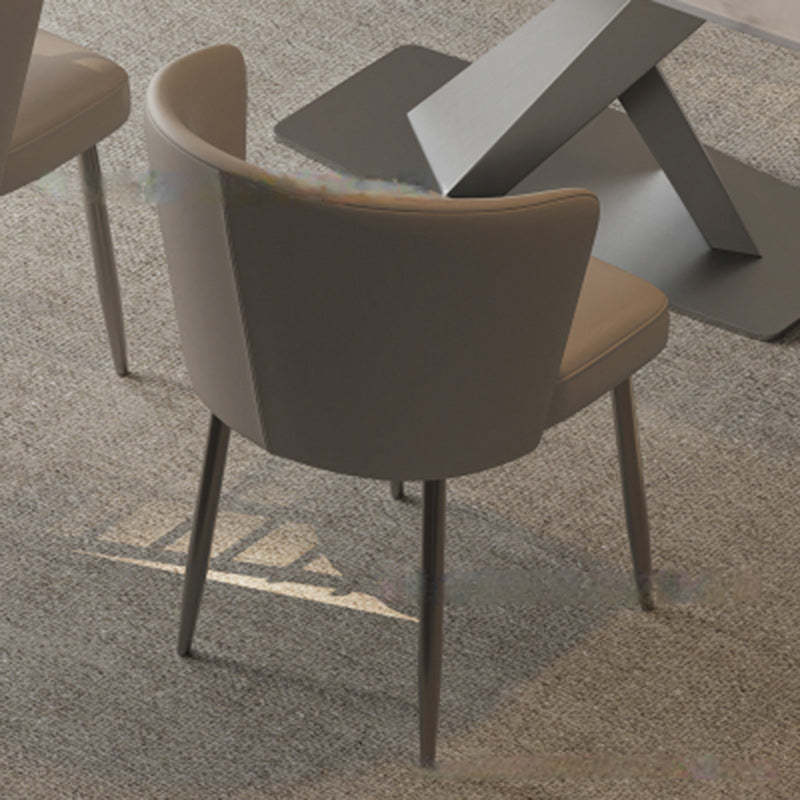 Upholstered Leather Steel Dining Chair
