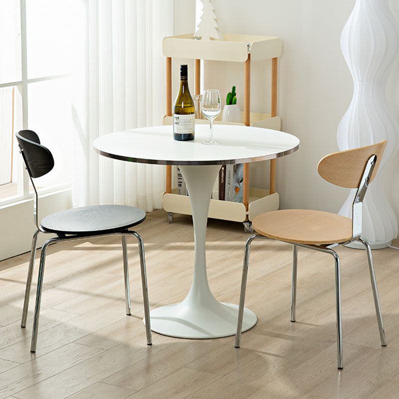 Minimalist Round Wood Iron Dining Chair