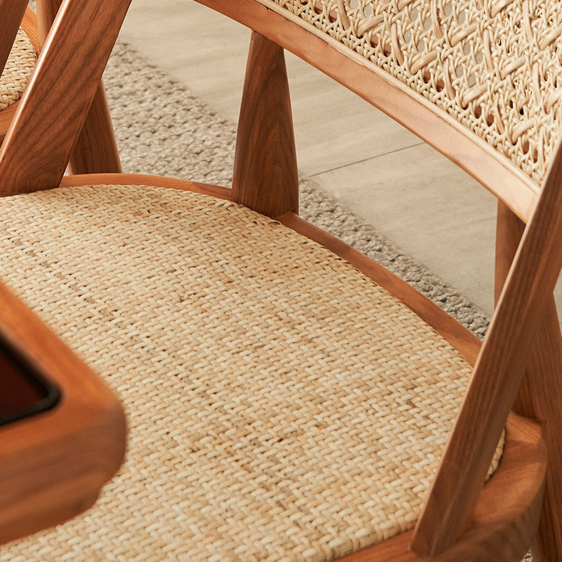 Vintage Rattan Woven Wood Dining Chair