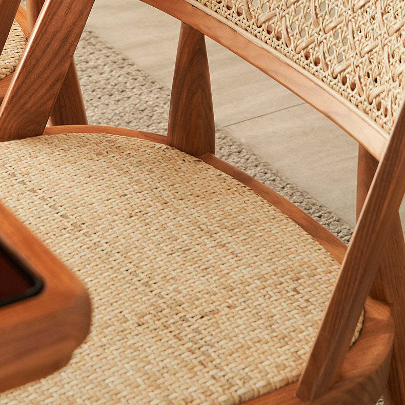 Vintage Rattan Woven Wood Dining Chair