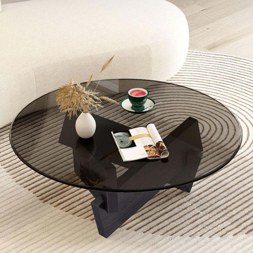 Scandinavian Glass Triangular Wood Coffee Table