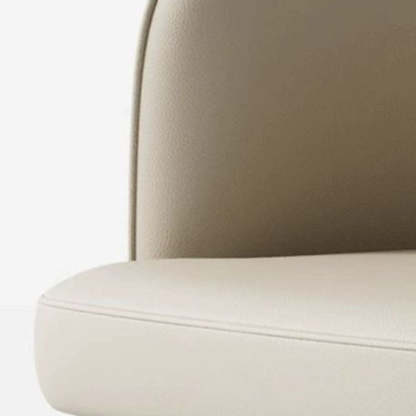 Modern Round Upholstered Leather Steel Dining Chair