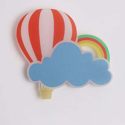 Kids Hot Air Balloon Cloud Iron Acrylic LED Wall Sconce — Rainbow / Warm Light (3000K) / 110V-120V For US/CA