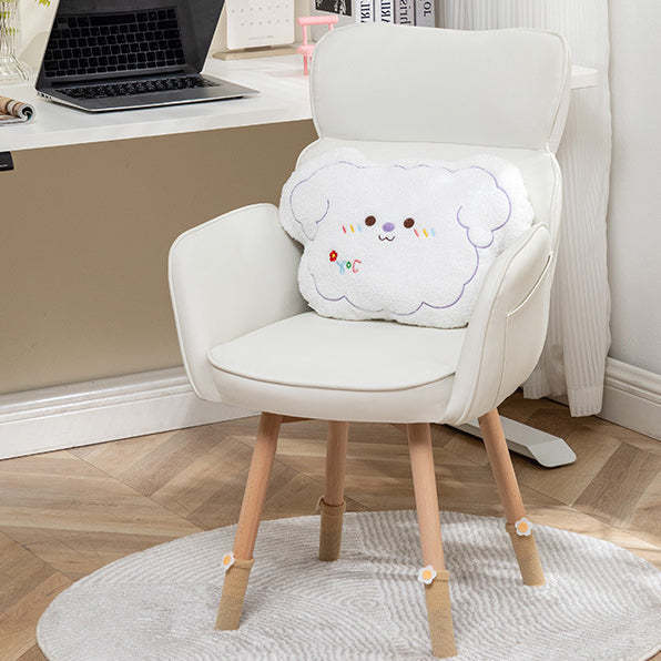 Nordic Fabric Upholstered Wood-Leg Vanity Stool