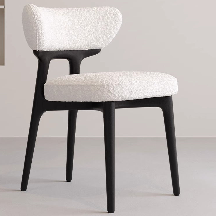 Minimalist Lambswool Leather Wood Chair