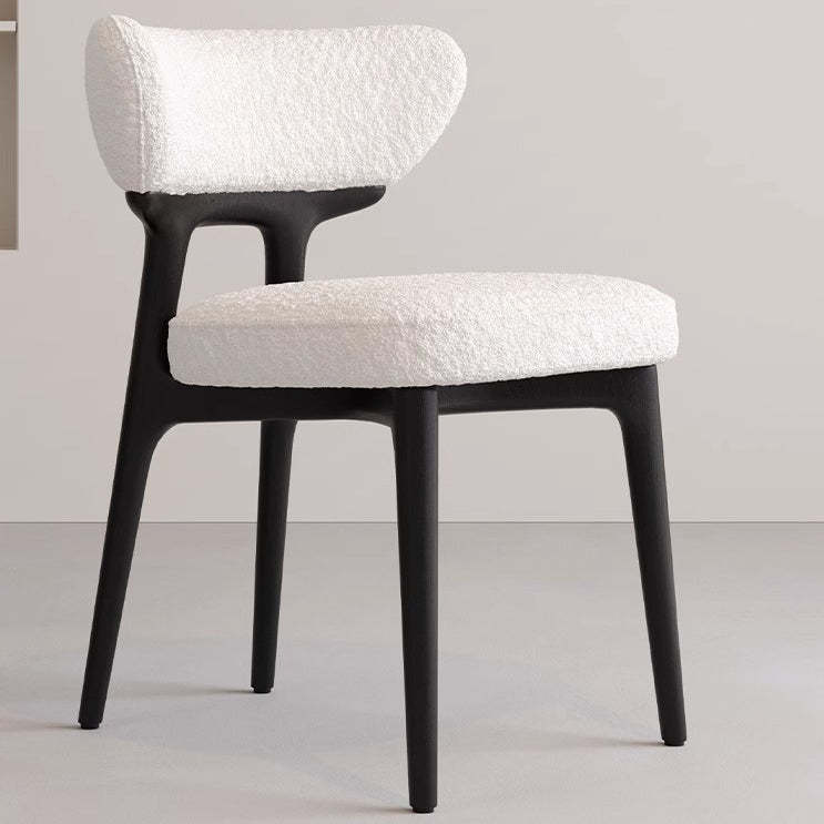 Minimalist Lambswool Leather Wood Chair
