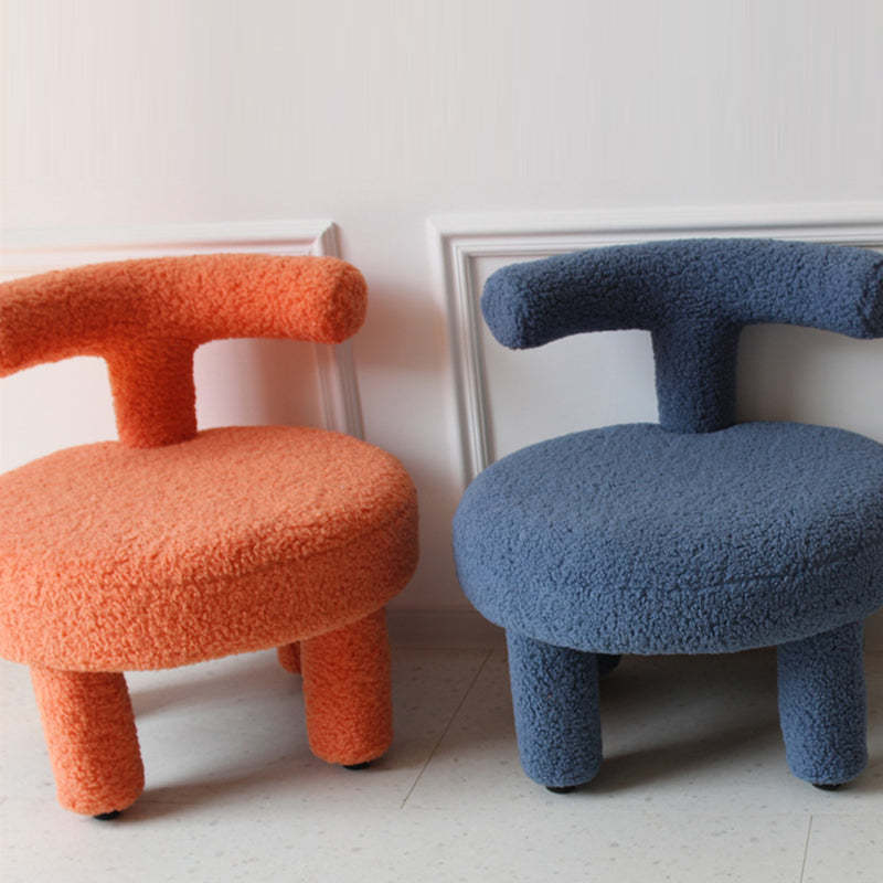 Lighom lambswool round wood accent chairs for bedroom — 21.5" H x 21.5" Dia / Orange