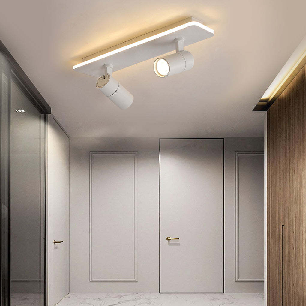 Minimalist Long Strip LED Flush Mount Adjustable Spotlight — White / 2-Light / White