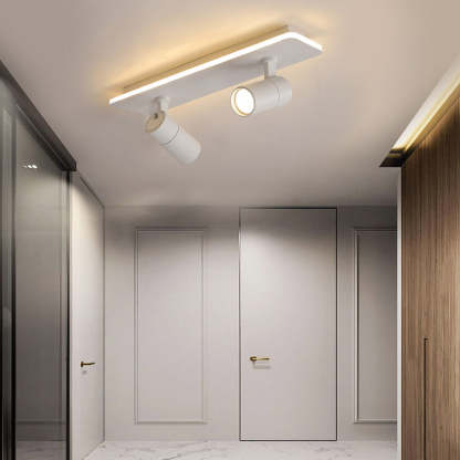 Minimalist Long Strip LED Flush Mount Adjustable Spotlight — White / 2-Light / White