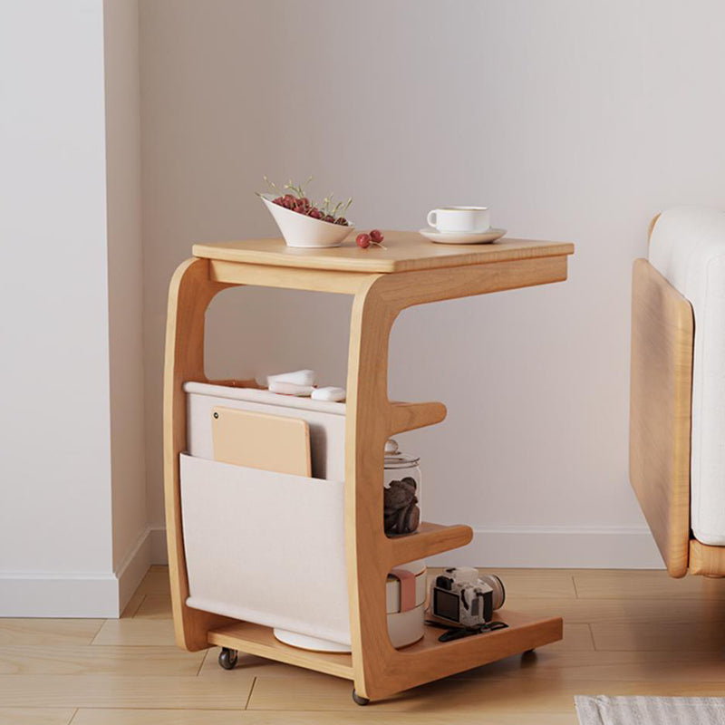 Japanese Wood Flip Cover 4-Tier End Table — White