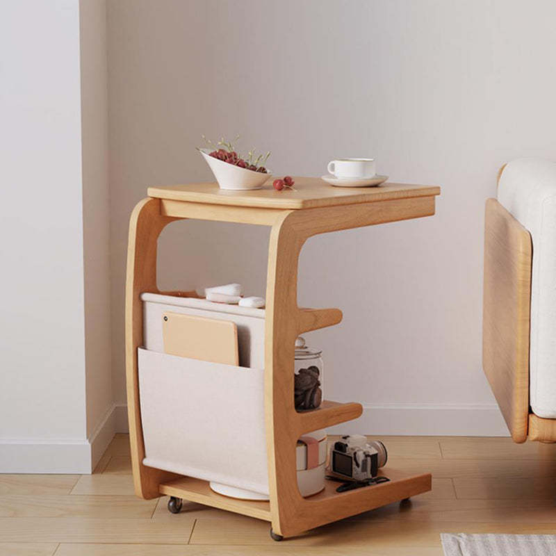 Japanese Wood Flip Cover 4-Tier End Table — White