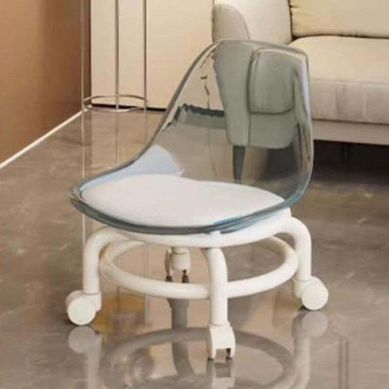 Minimalist Plastic Leather Rolling Chair — Transparent Brown
