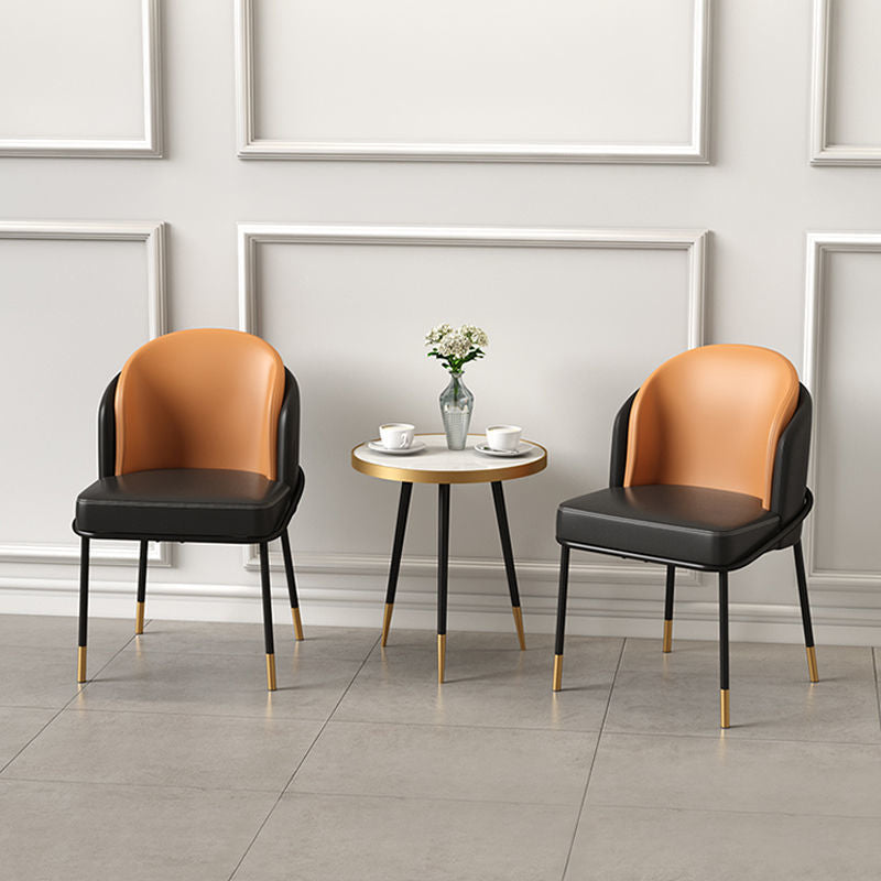 Nordic Leather Fabric Iron Wraparound Dining Chair