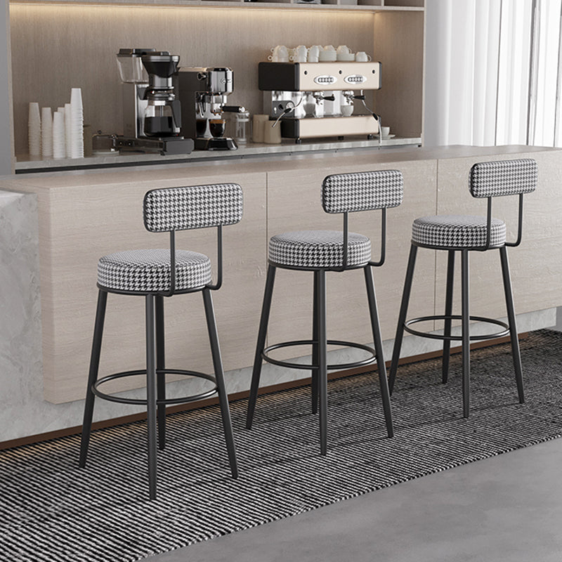 Nordic Round Upholstered Bar Stool — Black Flannel Seat