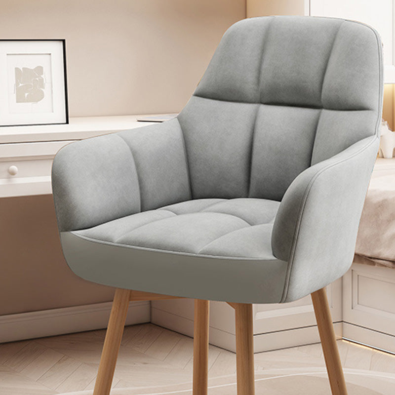 Modern Velvet Tapered-Leg Vanity Stool — Khaki & Gray Fabric Seat + Wood Legs