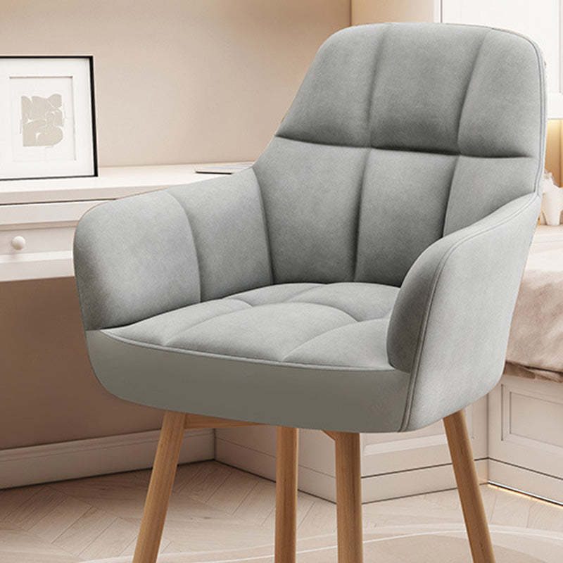 Modern Velvet Tapered-Leg Vanity Stool — Khaki & Gray Fabric Seat + Wood Legs