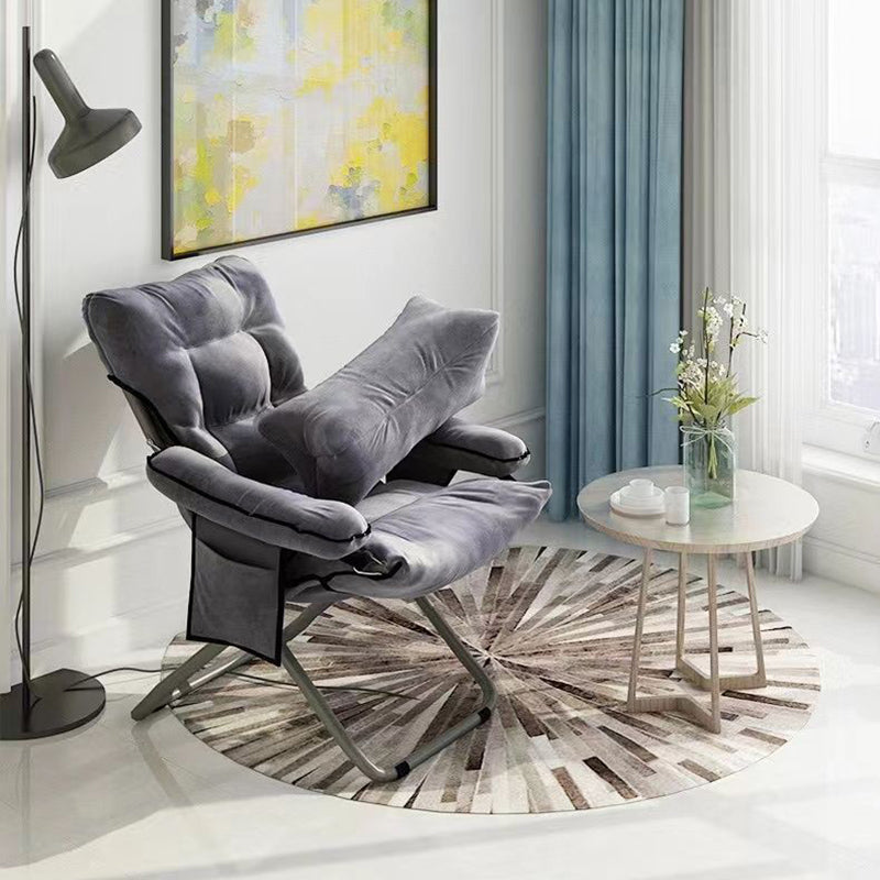 Minimalist Cotton Stainless Steel Accent Chair — Brown