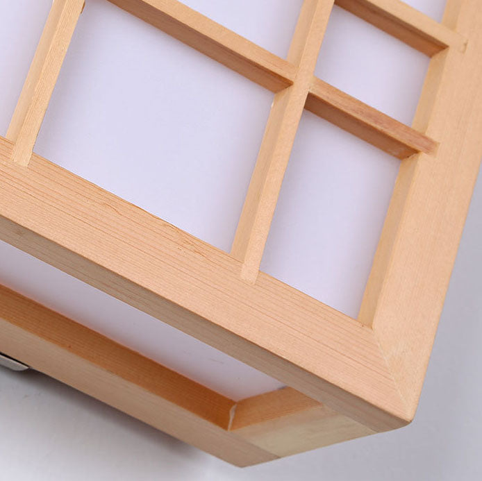 Japanese Rectangle Solid Wood Acrylic LED Sconce