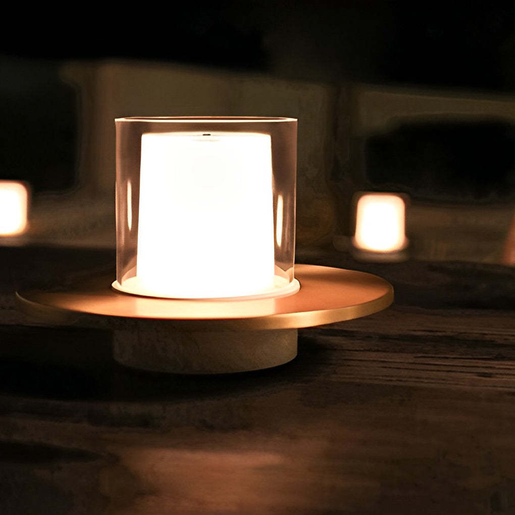 Modern Cordless Cylinder Candle Dish Lamp