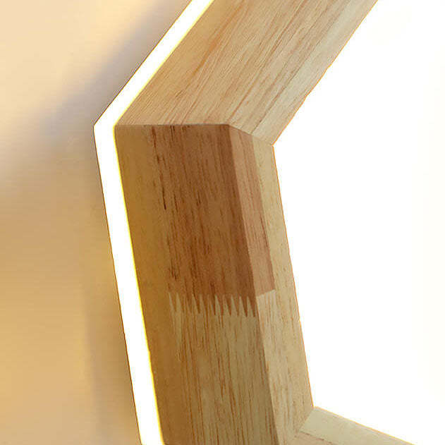 Modern Wooden Hexagonal LED Flush Mount Light