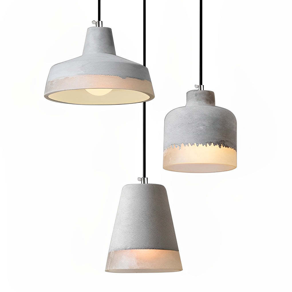 Round Resin Cement Minimalist Industrial Pendant