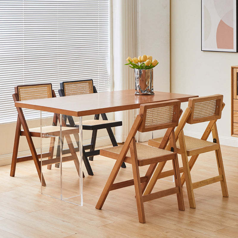 Vintage Rattan Rubberwood Dining Chair — A - Regular / Cherry Color