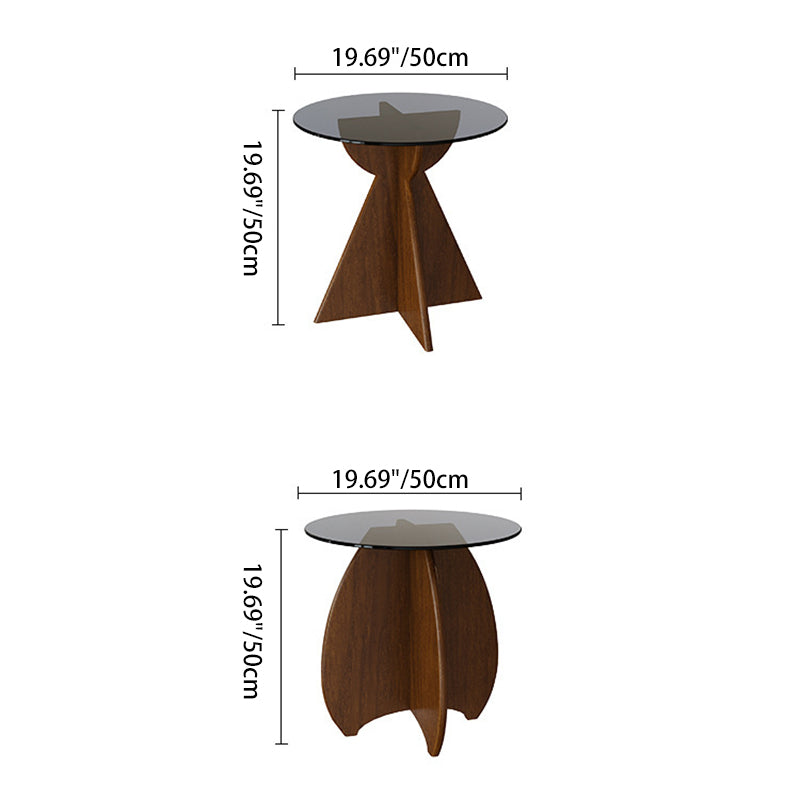 Nordic Cross-Leg Glass Pine Side Table