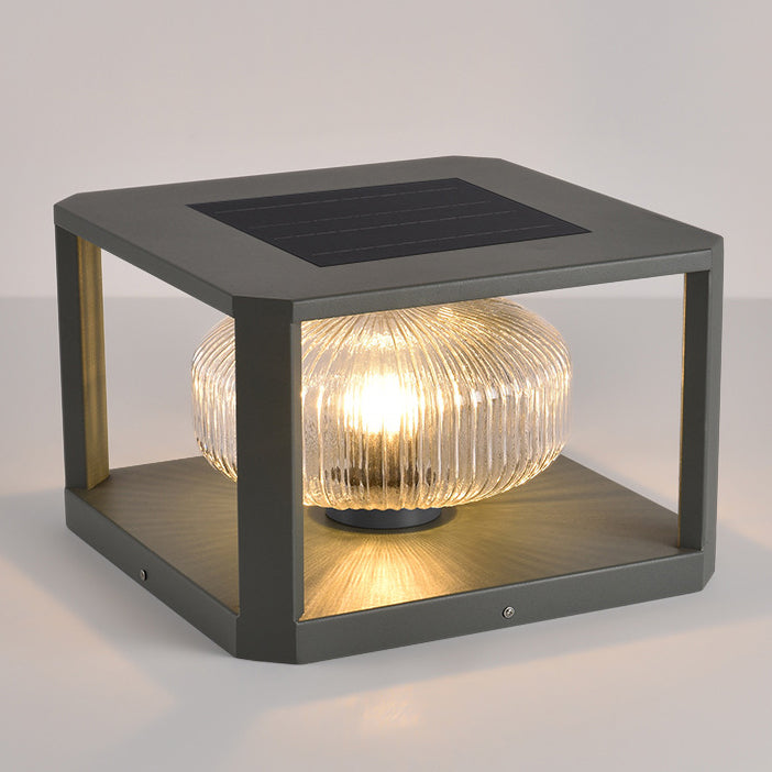 Modern Solar Stainless Steel Glass Cube Ball Landscape Light